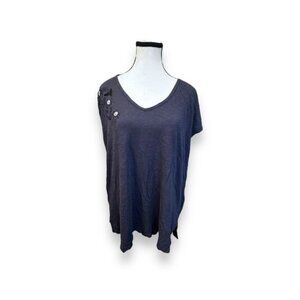 Womens torrid 1 Grey Slub Tee Skull Moon Rose Embroidered Shoulder 14 16 1 1L